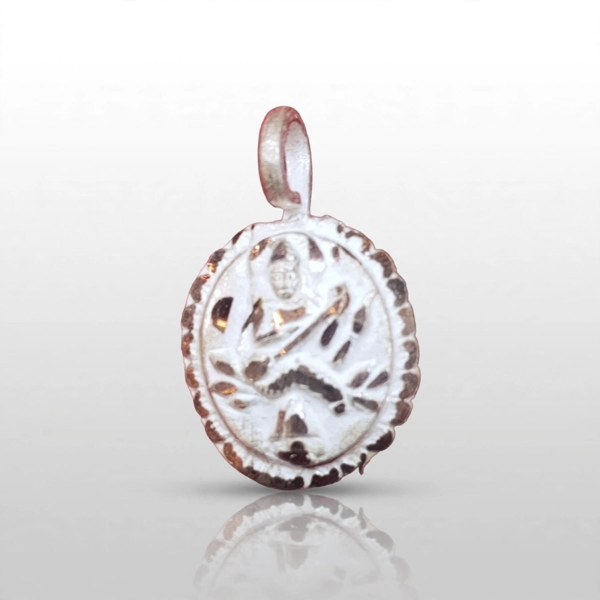 Silver Divine Saraswati / Deity Oval Pendant