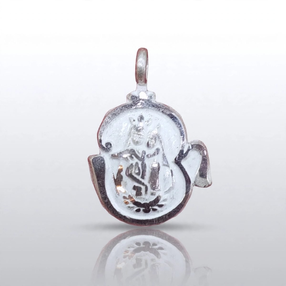 Silver Om Radha Krishna Pendant
