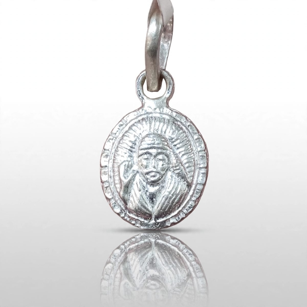 Sacred Sai Baba Silver Oval Pendant