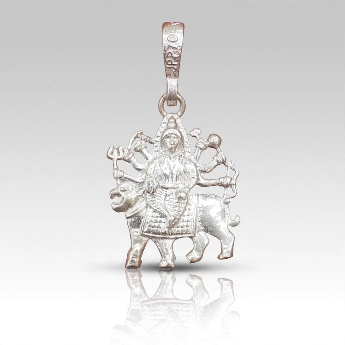 Divine Goddess Durga Silver Pendant