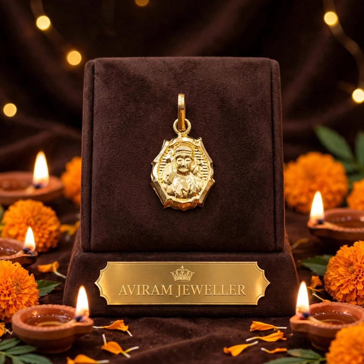 Traditional Gold Sai Baba Religious Pendant