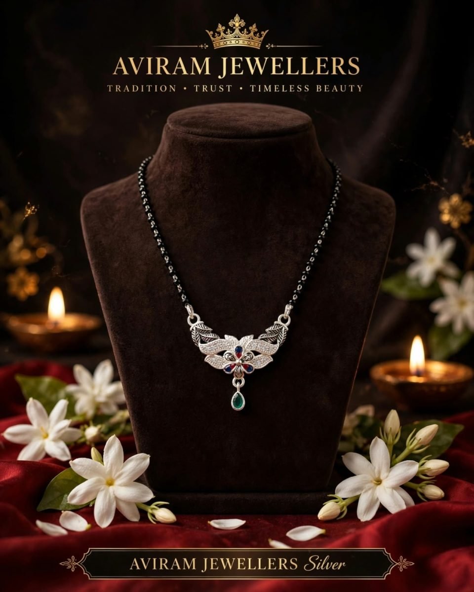 Royal Floral Silver Mangalsutra