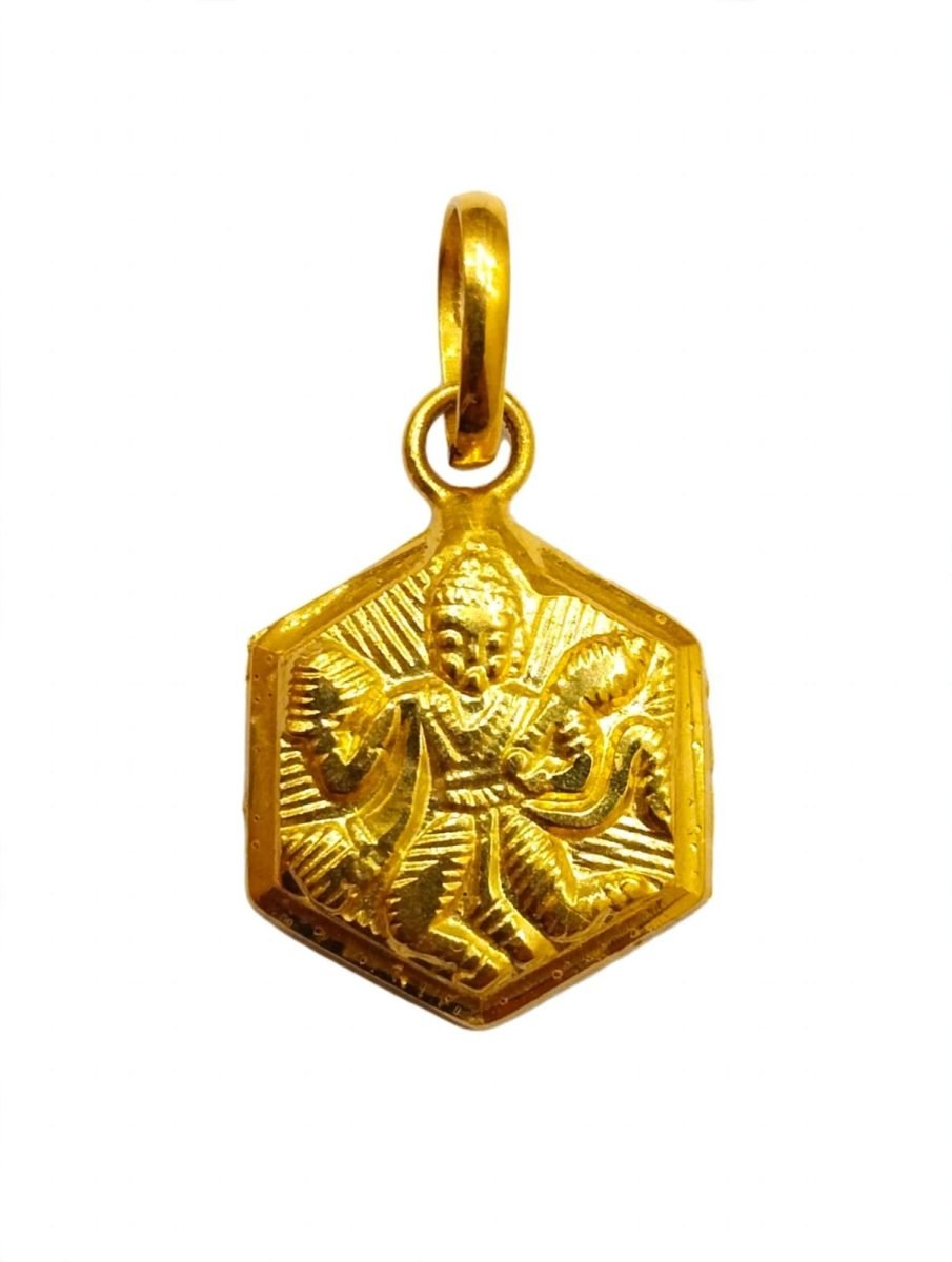Divine Lord Hanuman Hexagonal Gold Pendant