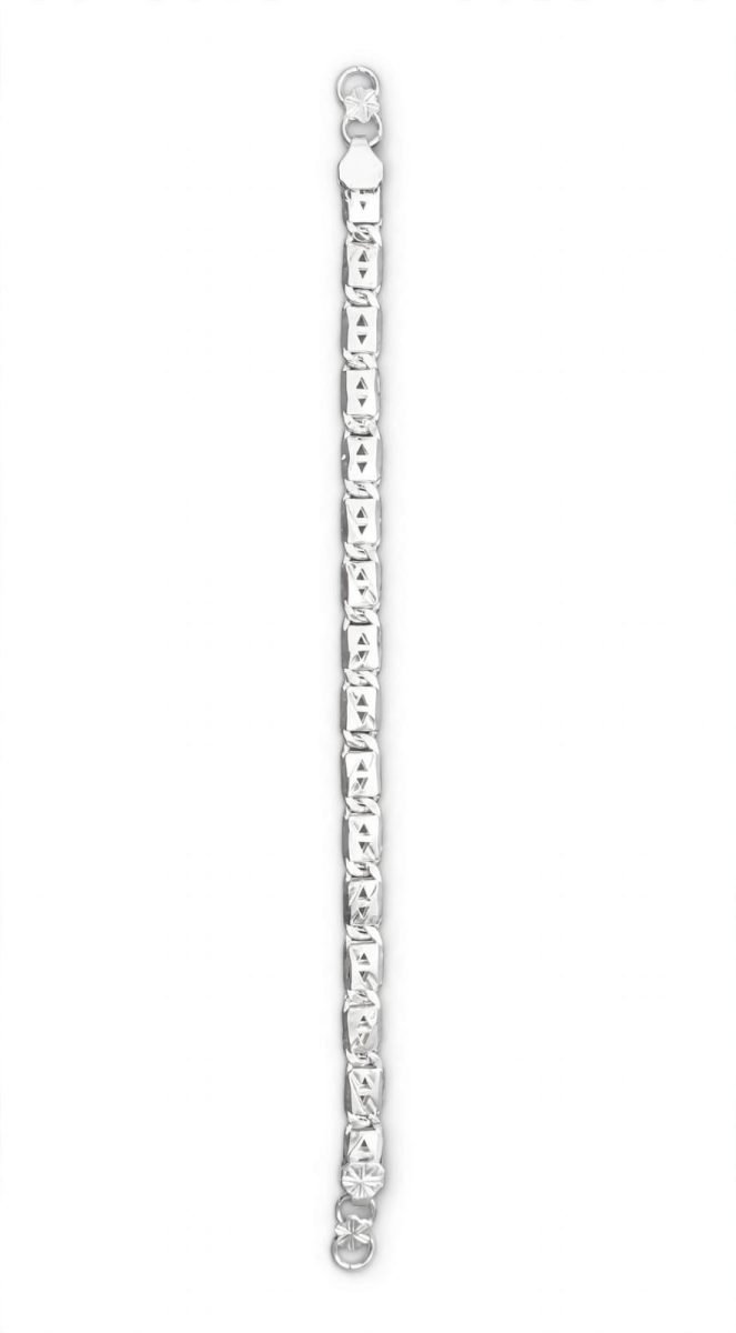 Sterling Silver Geometric Engraved Link Bracelet