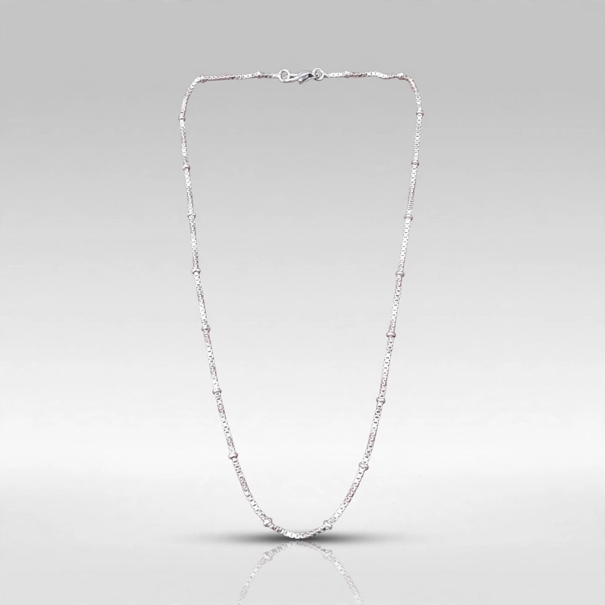 Sterling Silver Beaded Box Link Chain