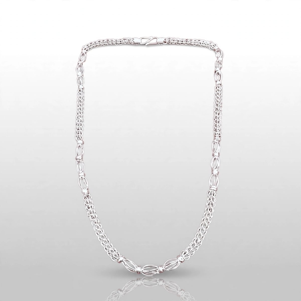 Sterling Silver Intricate Station Loop & Woven Link Chain