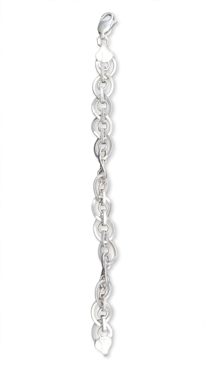 Sterling Silver Interlocking Double-Loop Link Bracelet