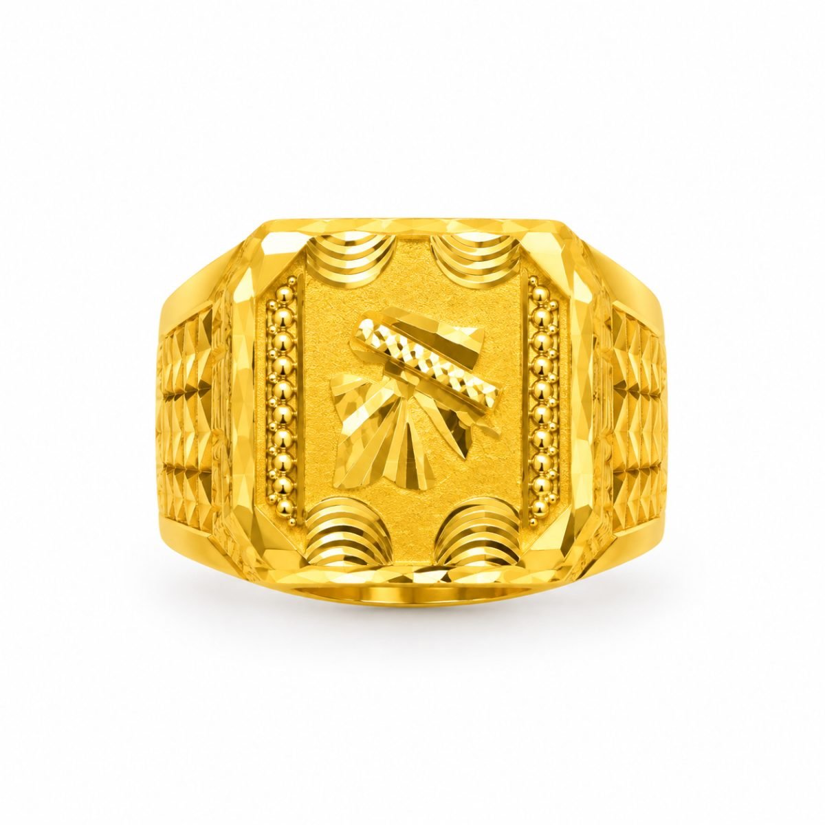 Traditional Royal Pagri Gold Signet Ring