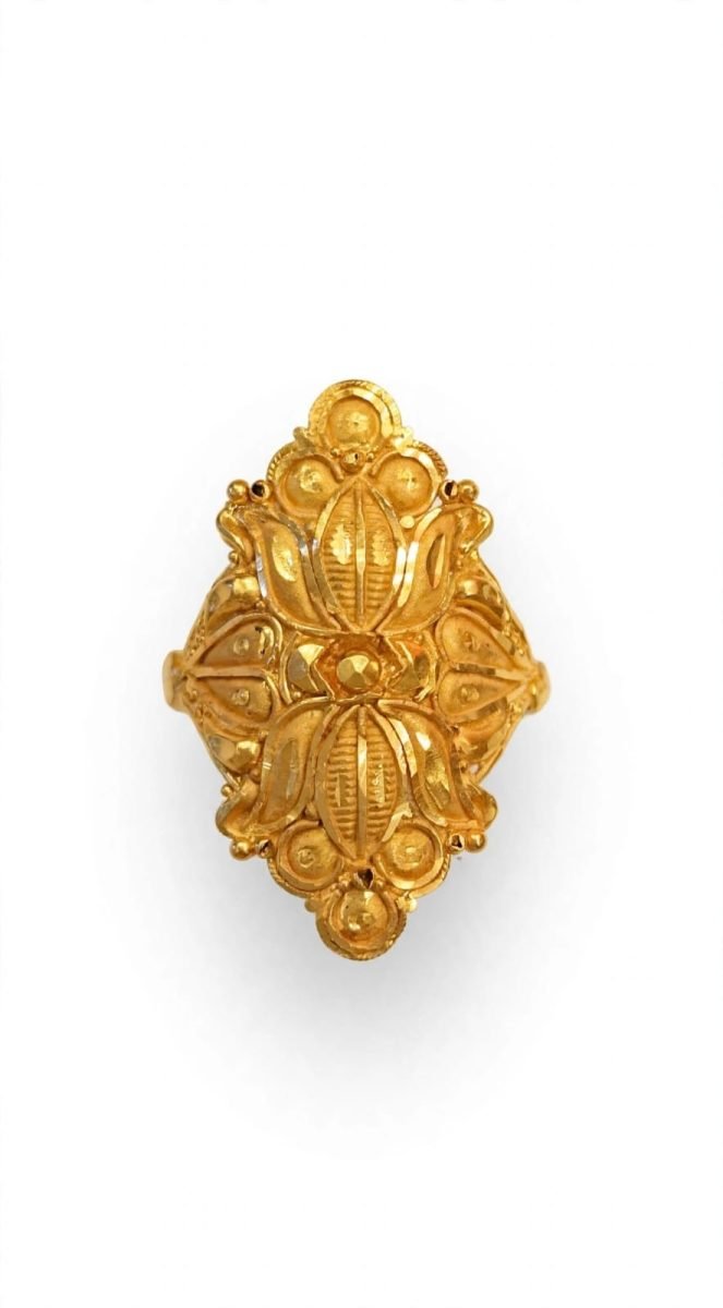 Traditional Floral Filigree Gold Statement Ring