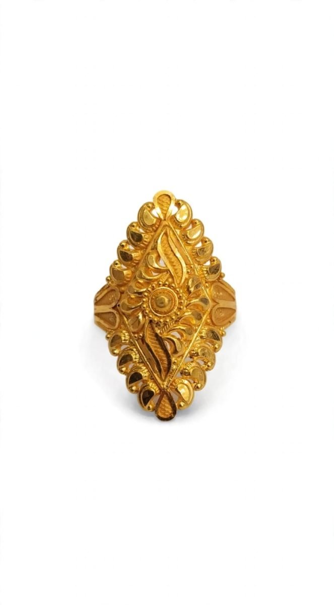 Ornate Rhombus Filigree Gold Statement Ring