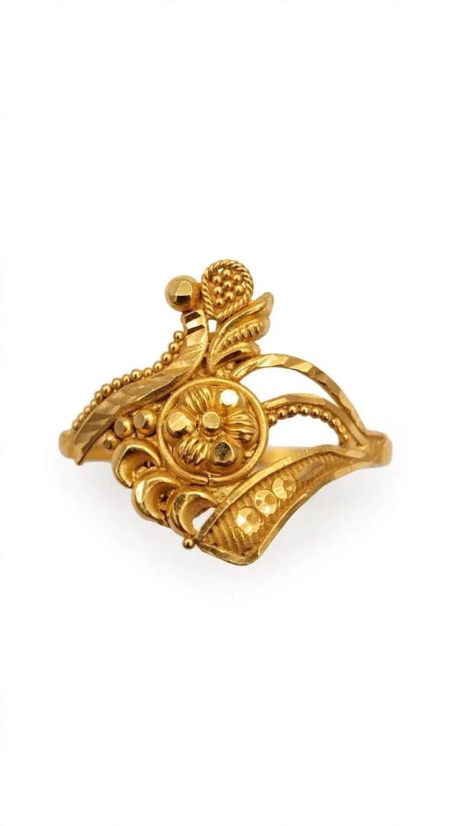 Graceful Swirl Floral Gold Ring