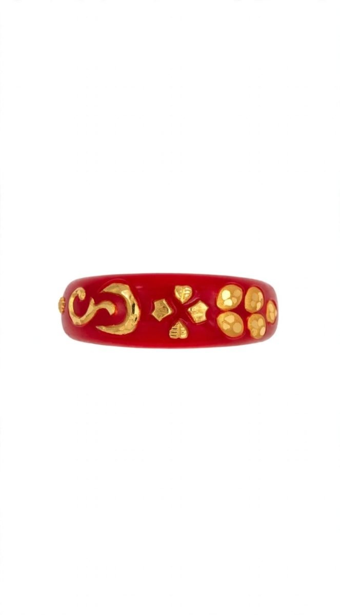Royal Red Meenakari Gold Band Ring