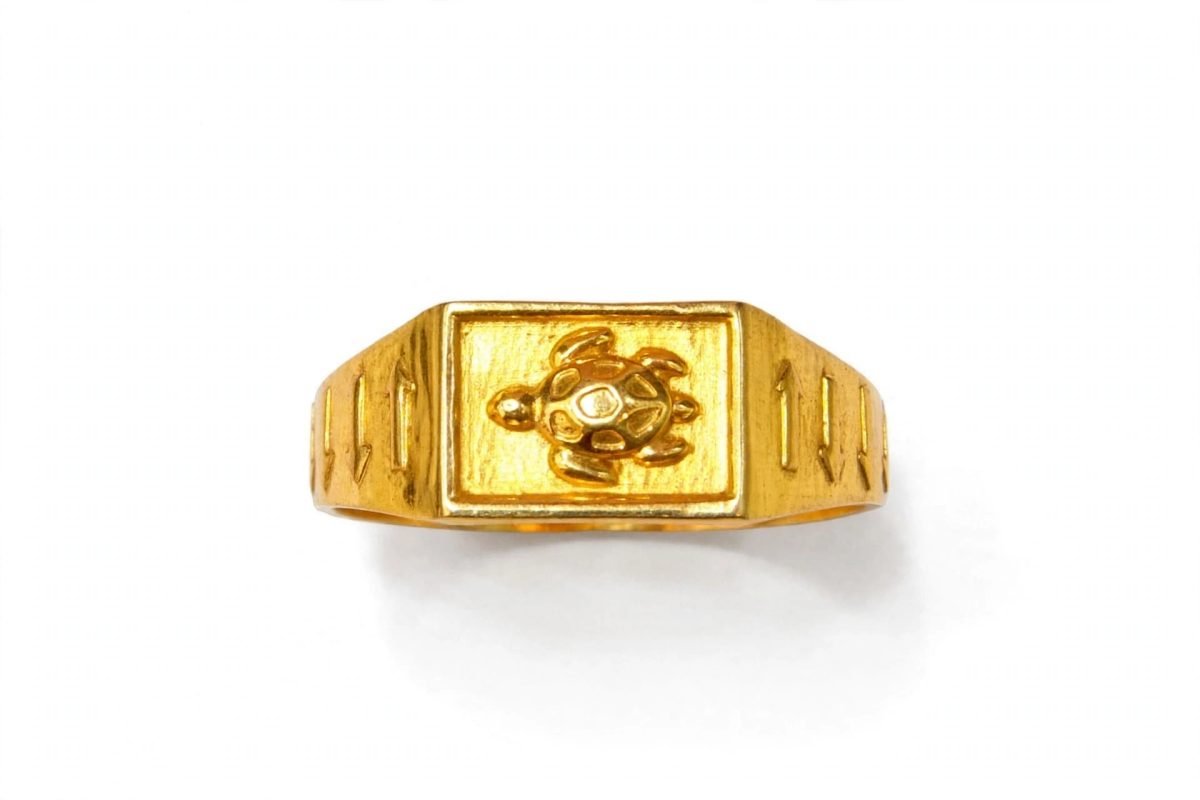 Auspicious Kurma Tortoise Gold Signet Ring