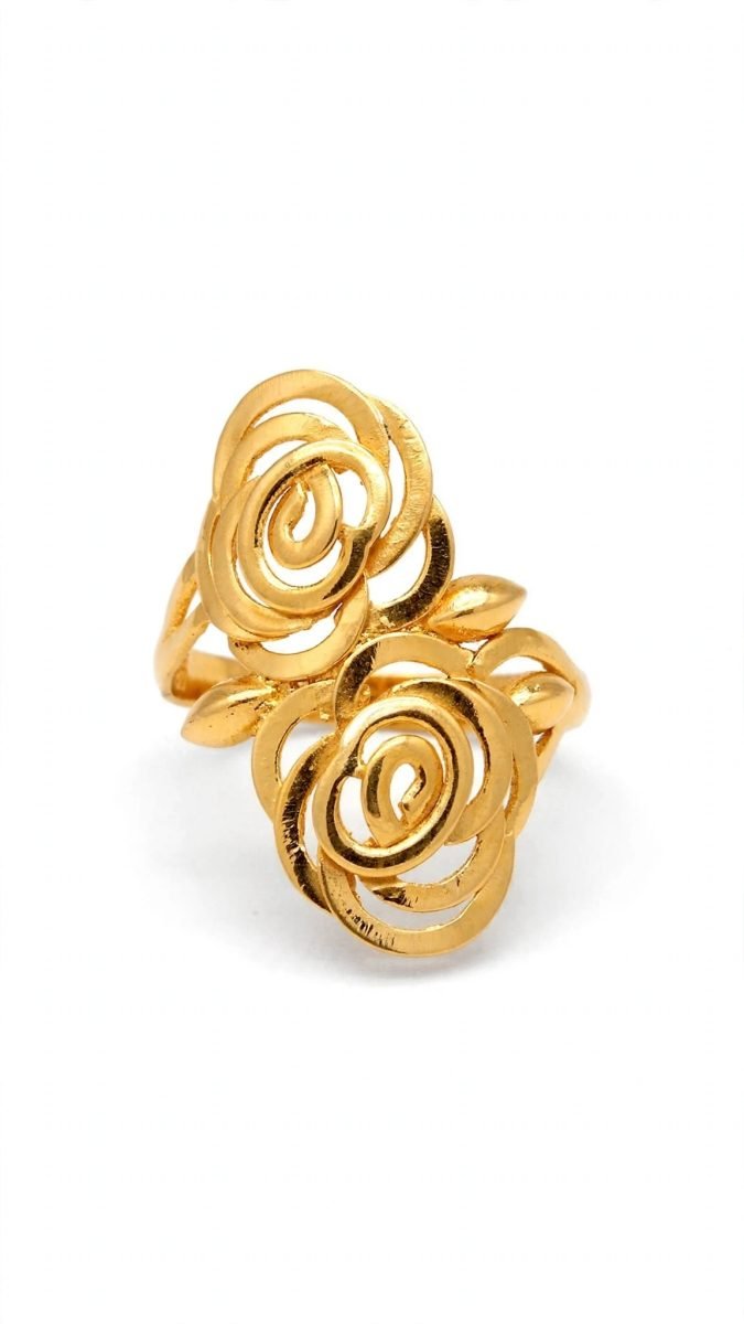 Royal Blooming Dual Rose Openwork Gold Ring