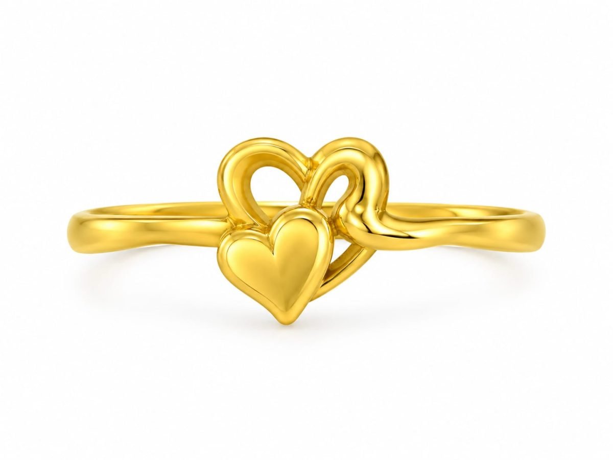 Golden Twin Hearts Bypass Ring