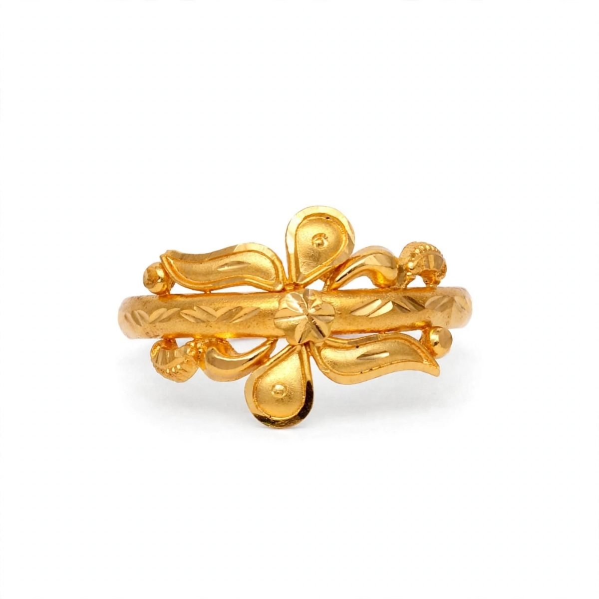 Royal Floral Starburst Teardrop Gold Ring