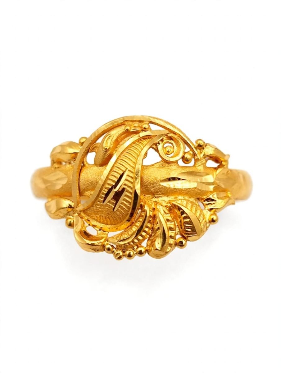 Golden Intricate Floral Paisley Ring