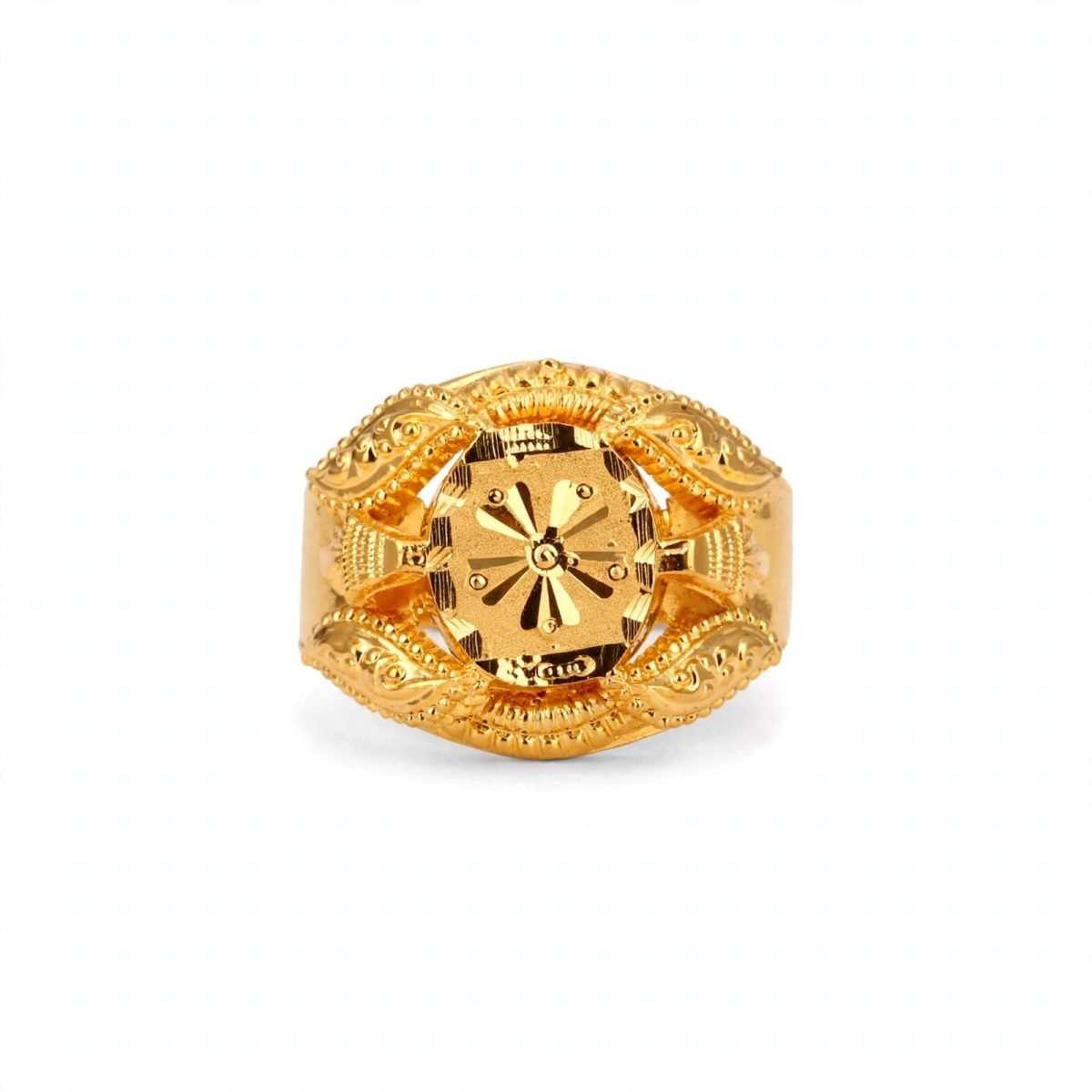 Royal Radiant Starburst Octagonal Signet Gold Ring