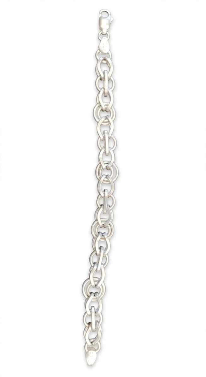 Sterling Silver Interlocking Oval & Round Link Chain Bracelet
