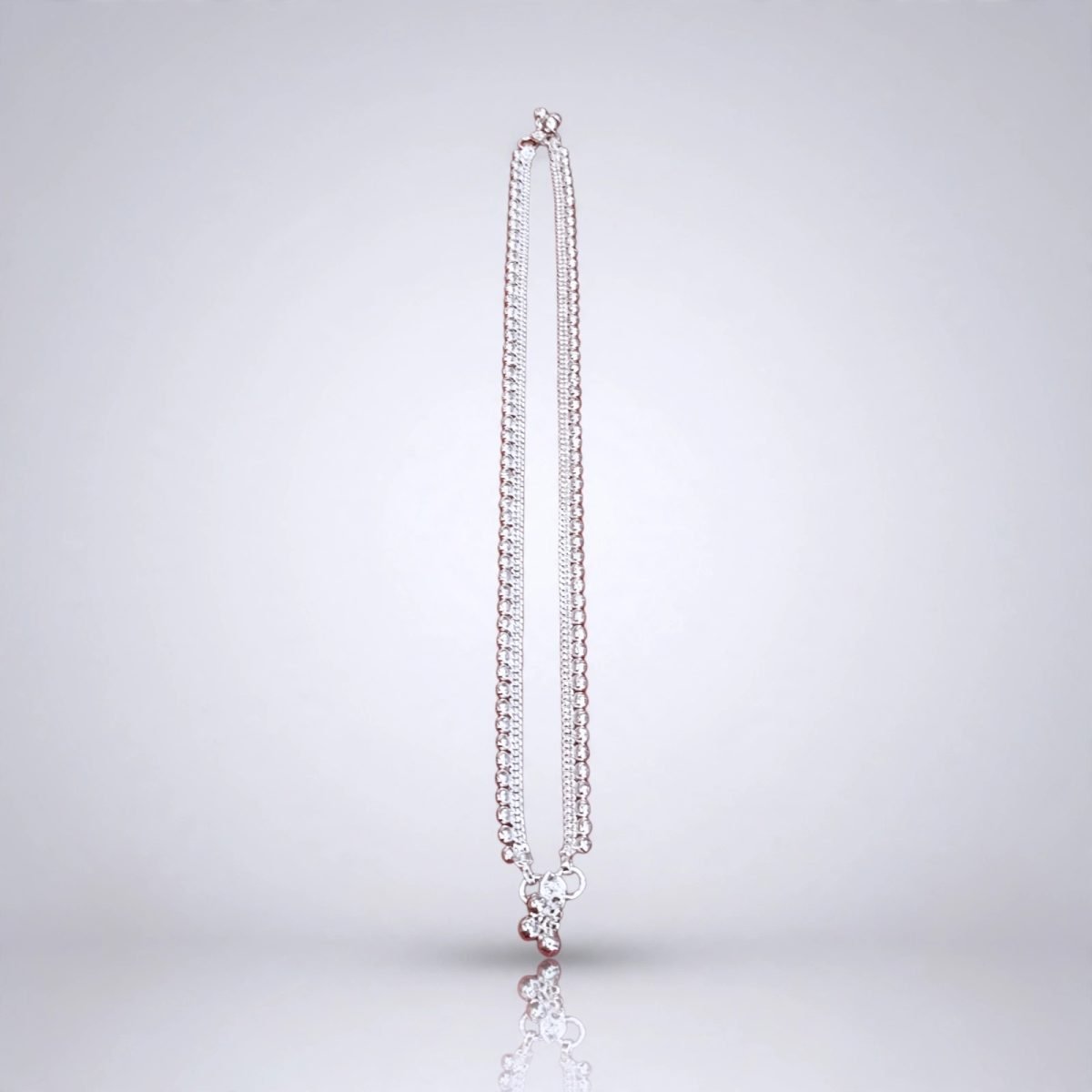 Classic Dual-Strand Beaded Silver Payal (Anklet)
